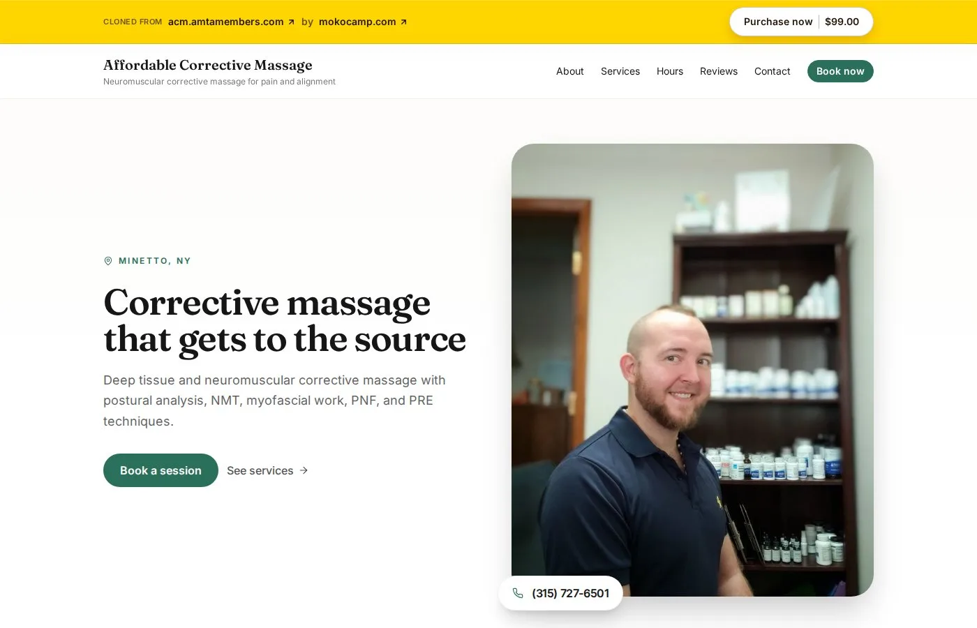 Front desk site for Affordable Corrective Massage